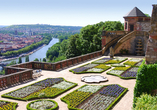 Genießen Sie grandiose Ausblicke im Garten an der Marienfeste in Würzburg.