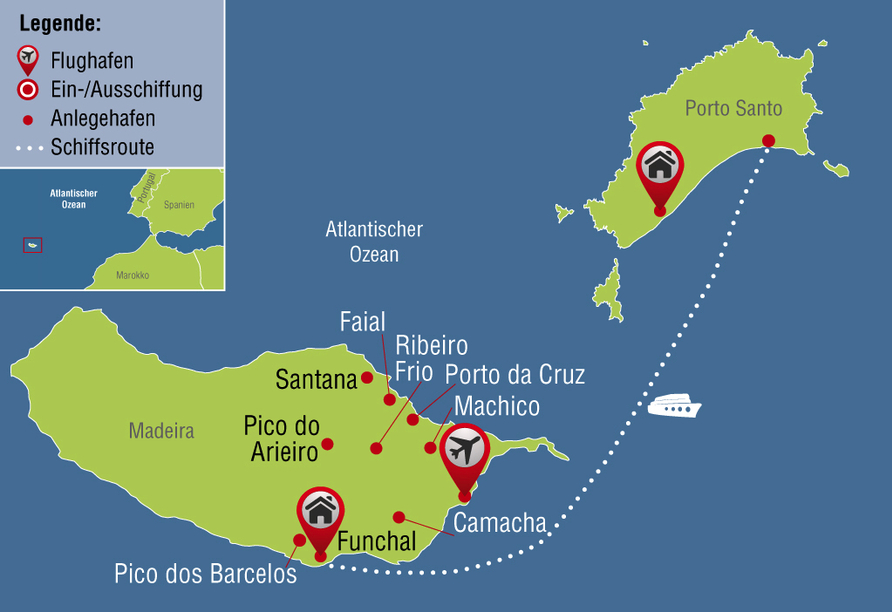 Erlebnisreise Madeira & Porto Santo, Reisezielkarte
