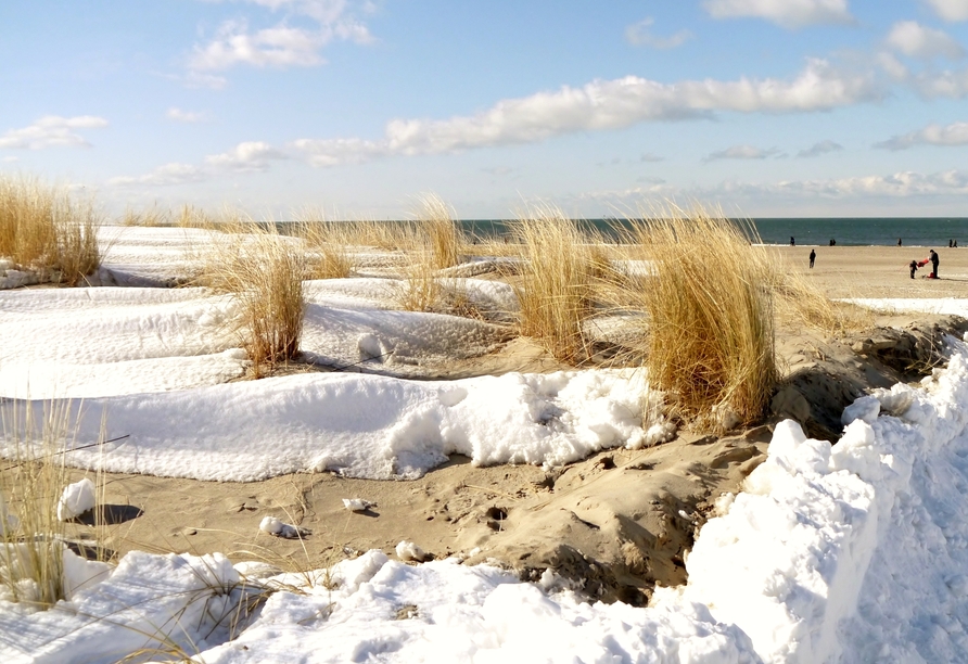 Schneebeckte Dünen an der Polnischen Ostsee