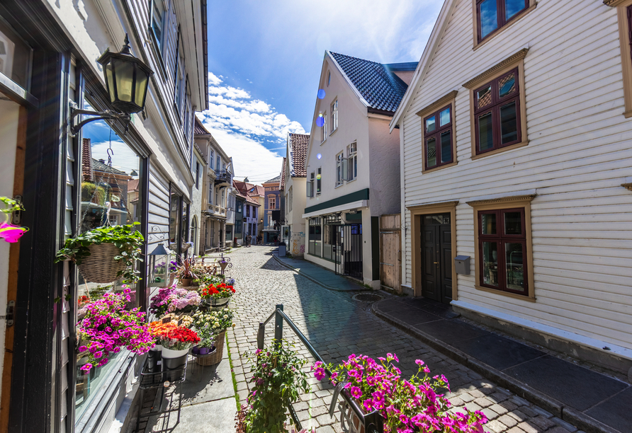 Trondheims Altstadt lädt zum Flanieren und Verweilen ein.