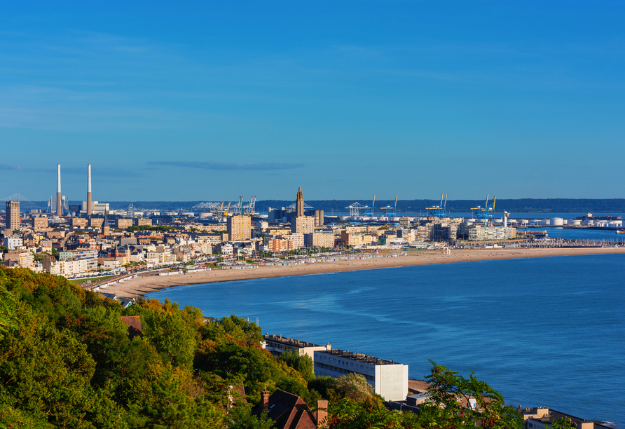 Genießen Sie einen Aufenthalt am Strand von Le Havre.