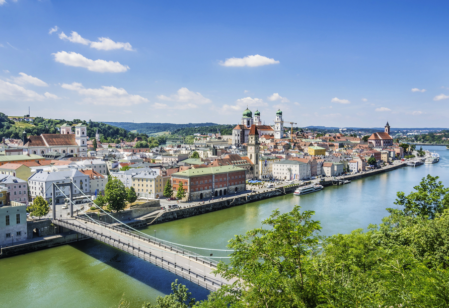 Die Drei-Flüsse-Stadt Passau erwartet Sie zu einem unvergesslichen Urlaub.