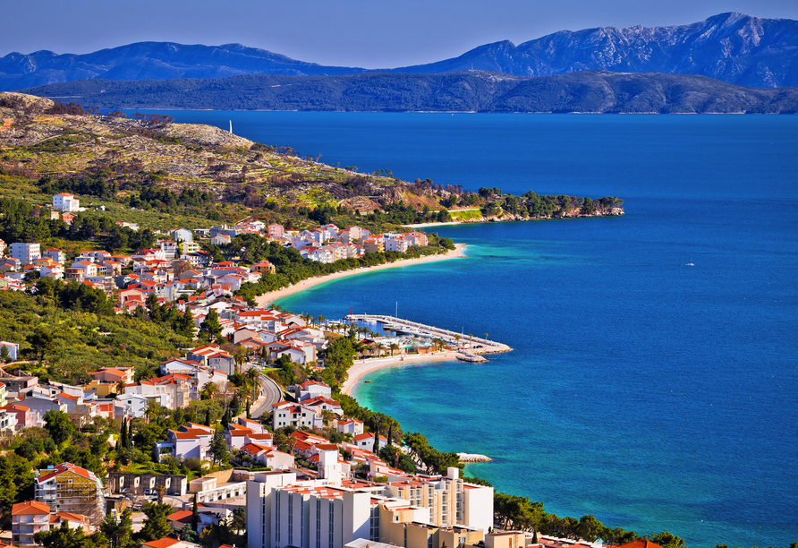 Blick über Tučepi in der Makarska-Riviera