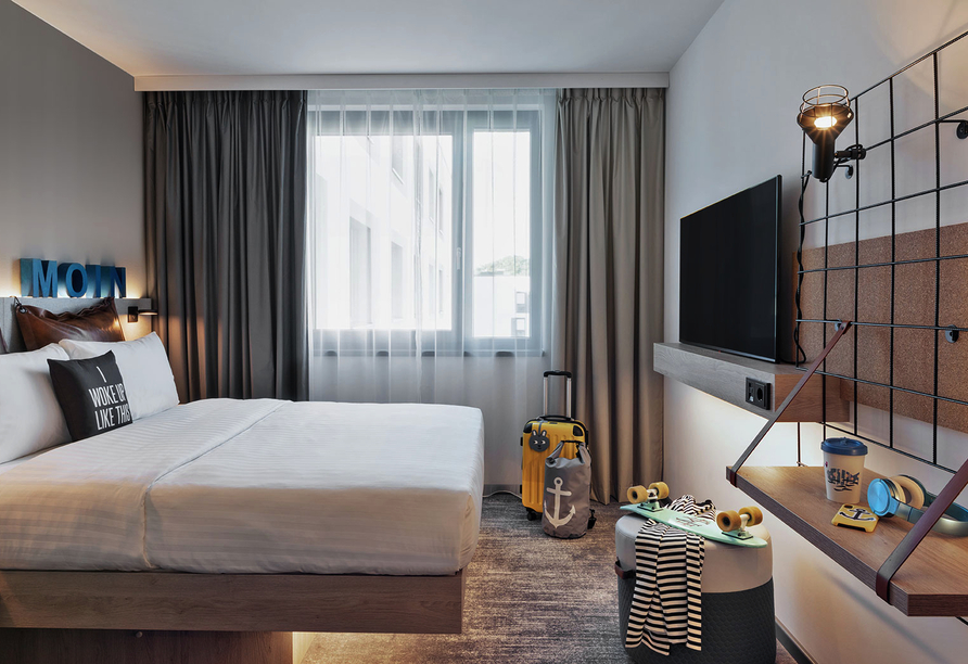 Beispiel eines Doppelzimmers im Hotel Moxy Hamburg City