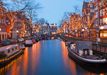 Freuen Sie sich auf Amsterdam im winterlichen Lichterglanz.