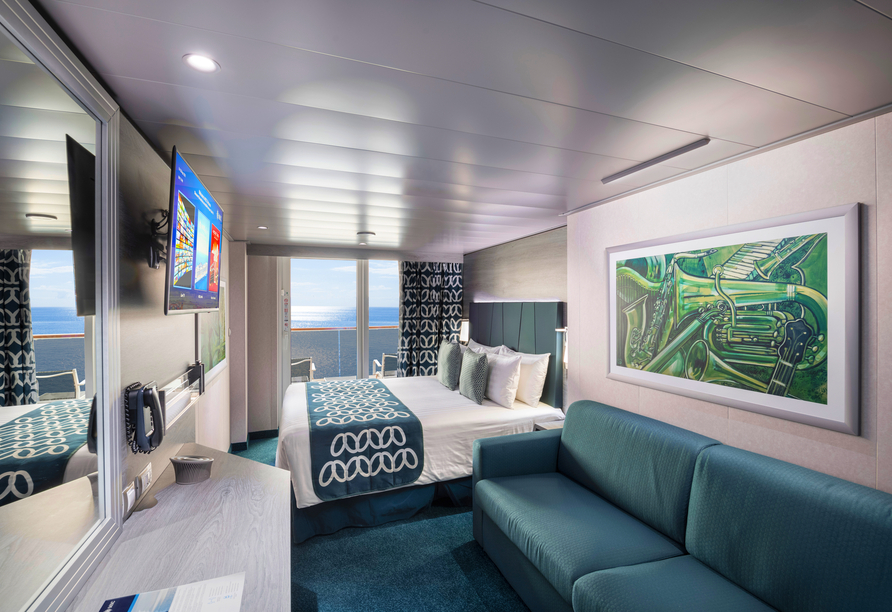 Beispiel einer Balkonkabine an Bord der MSC Virtuosa