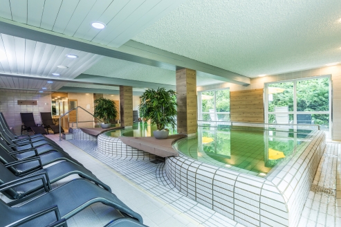 Schwimmen oder entspannt am Beckenrand ausstrecken – im Thermalbad ist beides möglich.