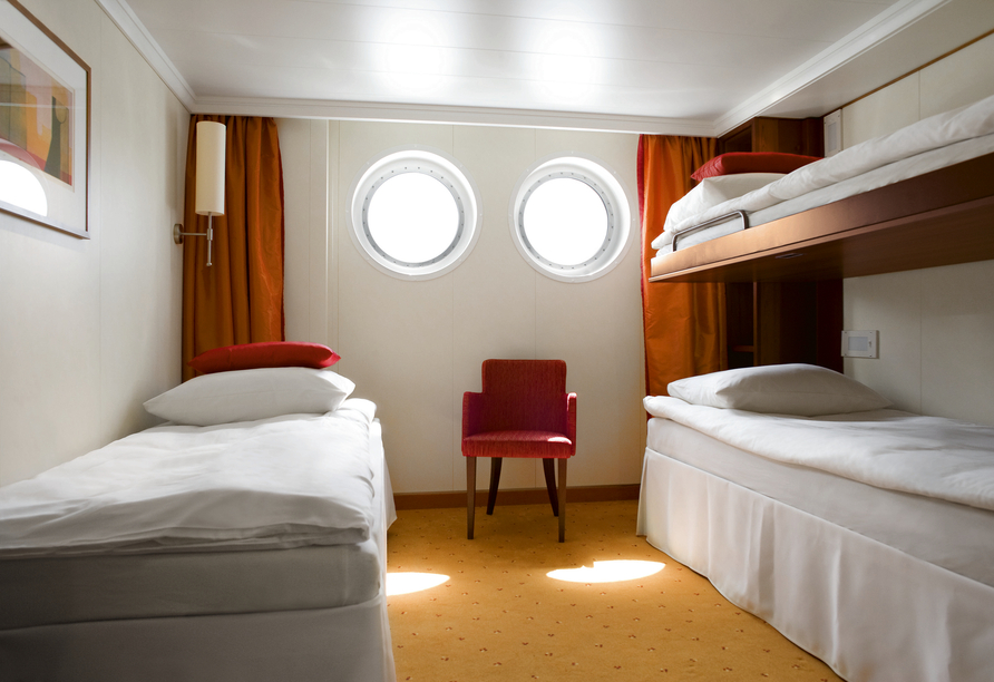 Beispiel einer 2-Bettkabine an Bord