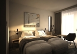 Beispiel eines Doppelzimmers Komfort Plus mit Balkon (Modellbild)