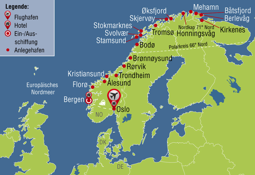 Ihre Reiseroute an Bord von MS Richard With