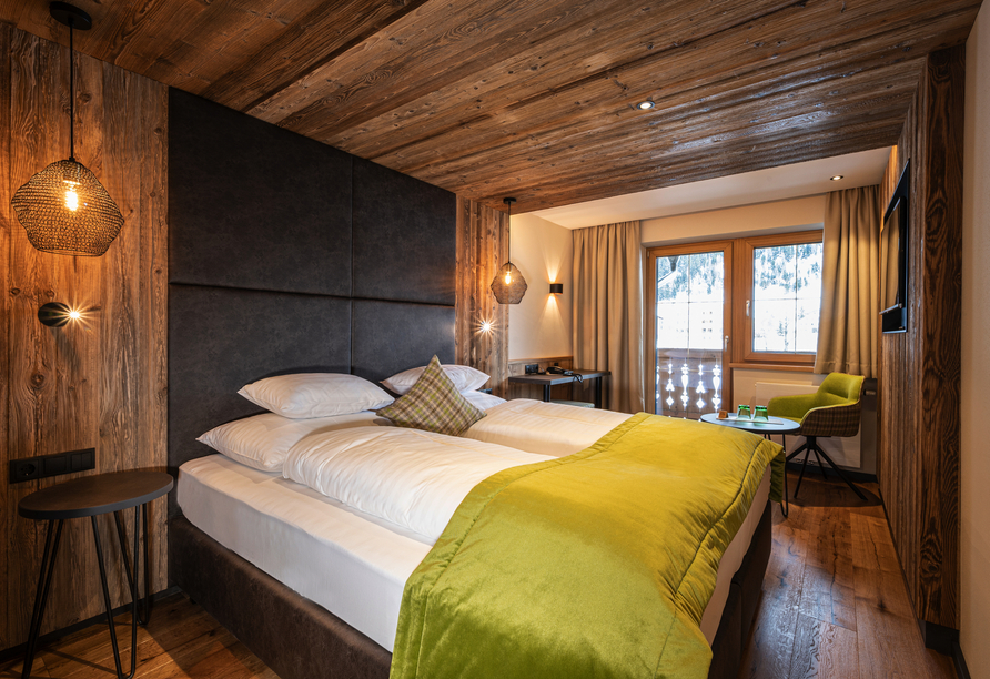 Beispiel eines Doppelzimmers Alpin im Alpenresort Fluchthorn