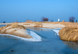 Der winterliche Strand von Swinemünde an der polnischen Ostseeküste