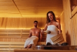 In der Sauna des Hotels können Sie sich aufwärmen und erholen.