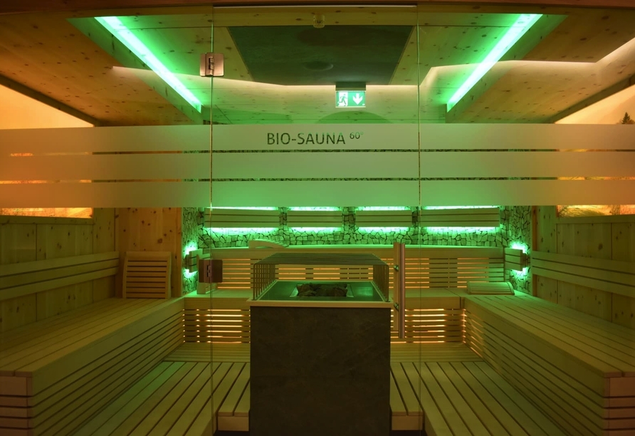 Kommen Sie in der Bio-Sauna zur Ruhe.