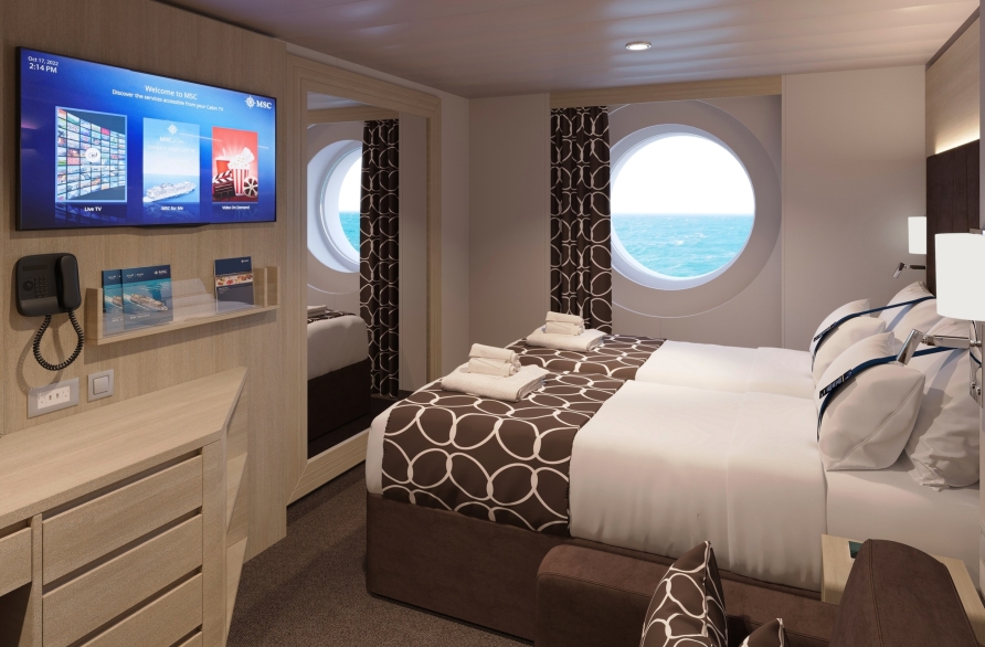 Beispiel einer Meerblickkabine an Bord der MSC World Europa