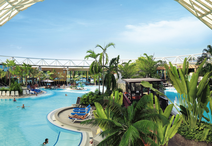 Genießen Sie das tropische Flair in der Therme Erding.