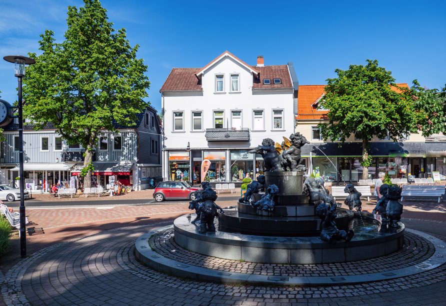 Marktplatz von Bad Harzburg mit dem Jungbrunnen