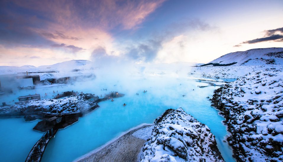 Die Blaue Lagune finden Sie in der Nähe von Reykjavík in Island.