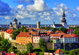 Tallin, die Hauptstadt von Estland, bietet viele Sehenswürdigkeiten wie die Alexander-Newski-Kathedrale (links im Bild).