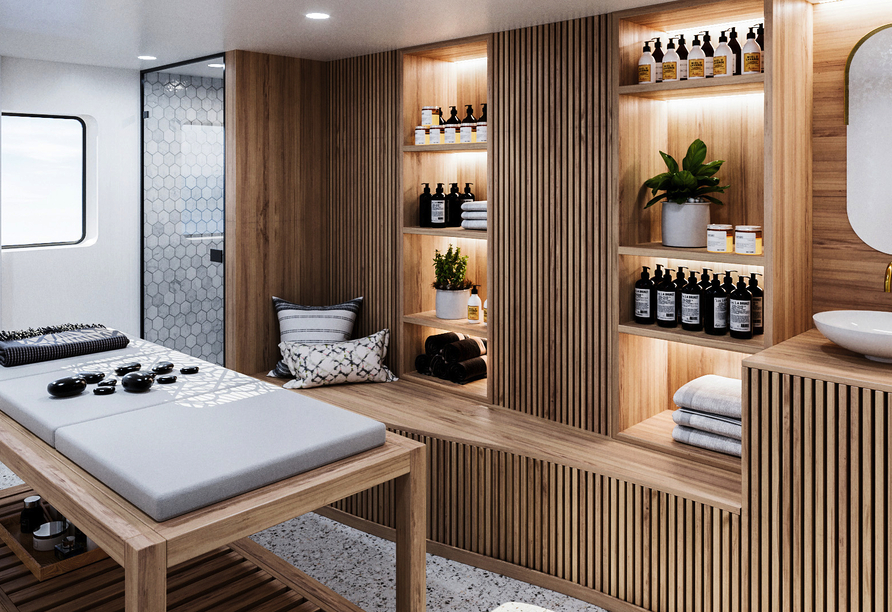 Der großzügige SPA- und Wellnessbereich sorgt für Entspannung auf Ihrer Reise.