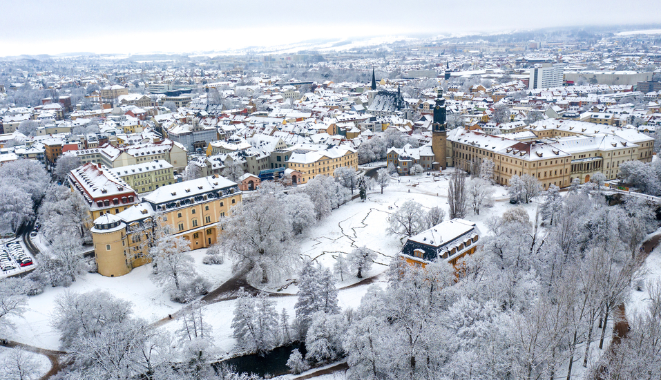 Winterliches Weimar in Schnee eingehüllt