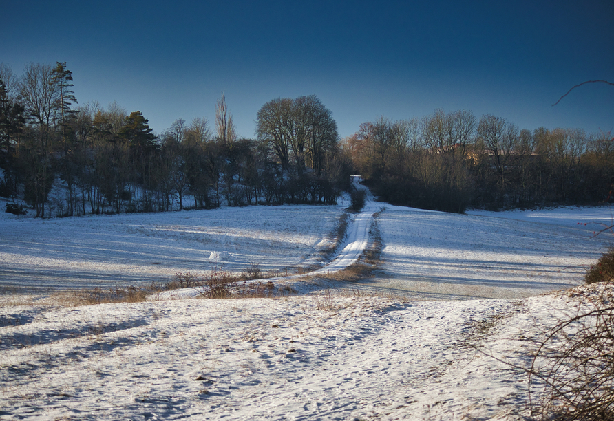 Machen Sie einen Spaziergang durch die Winterlandschaft in Thüringen.