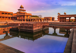 In der aufgegebenen Stadt Fatehpur Sikri stehen noch zahlreiche Gebäude in tadellosem Zustand.
