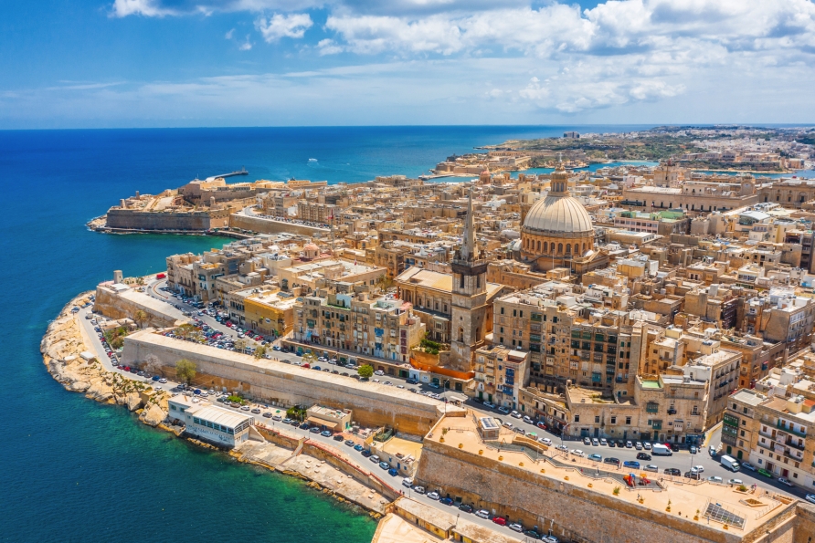 Die Hauptstadt Valletta des kleinen Inselstaats Malta 