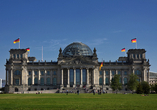 Der Reichstag in Berlin, Sitz des Parlaments,  ist Zeuge der wechselvollen Gschichte Deutschlands.