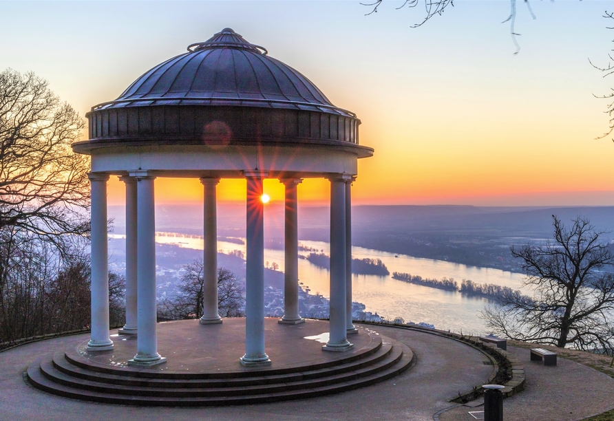 Vom Pavillon am Niederwalddenkmal in Rüdesheim ergattern Sie einen herrlichen Ausblick.