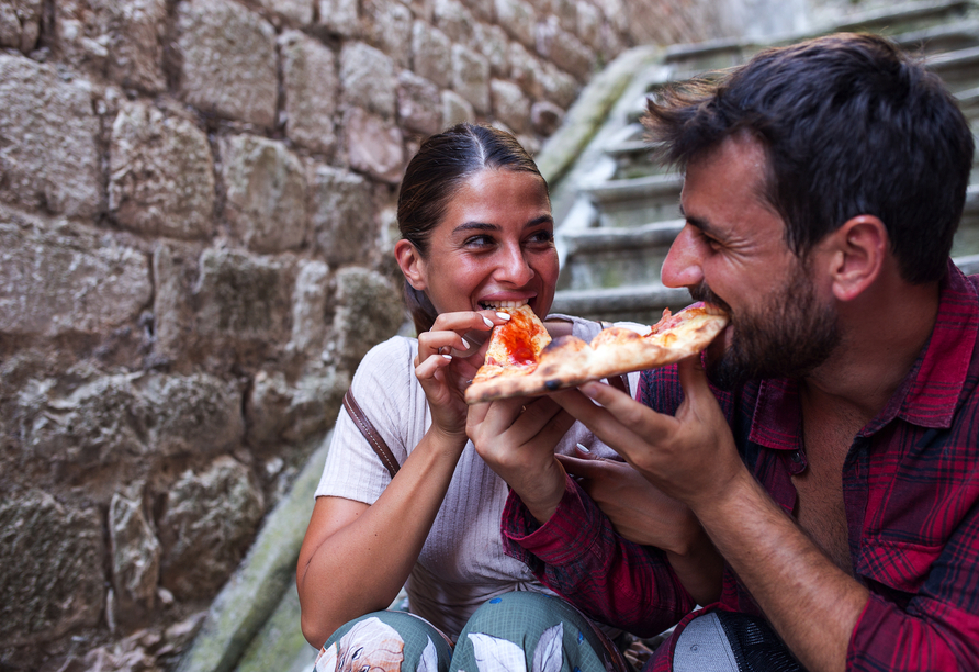 Pizza in Italien schmeckt gleich doppelt so gut.