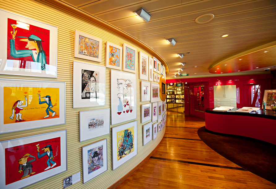 Die Kunstgalerie an Bord von AIDAstella