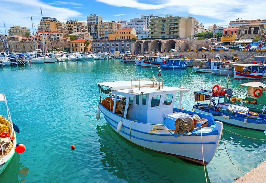 Entdecken Sie die schöne Hafenstadt Heraklion auf Kreta.