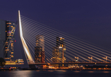 Die Architekturstadt Rotterdam begeistert mit der Erasmusbrücke.