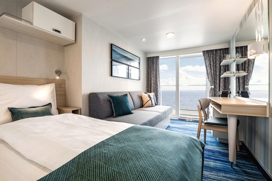Beispiel einer Balkonkabine an Bord der Mein Schiff 1