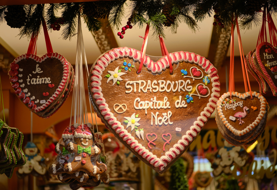Lassen Sie sich den Lebkuchen auf dem Straßburger Weihnachtsmarkt schmecken.