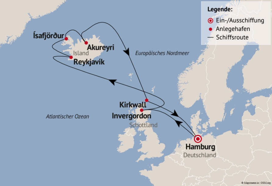 Ihre Reiseroute am 18.05., 09.06. und 27.07.25