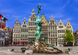 Traditionell flämische Architektur lässt sich in Antwerpen beobachten.