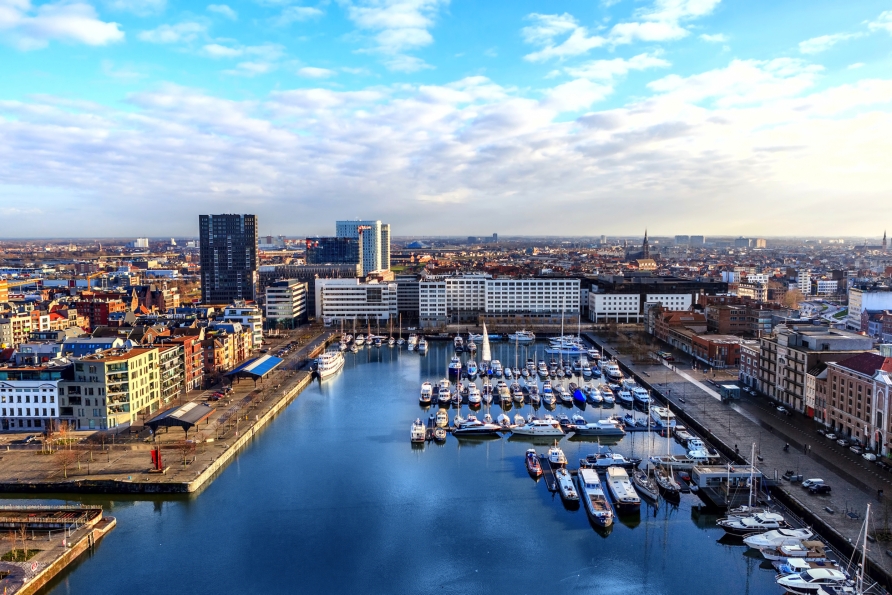 Der Blick auf Antwerpen in Belgien