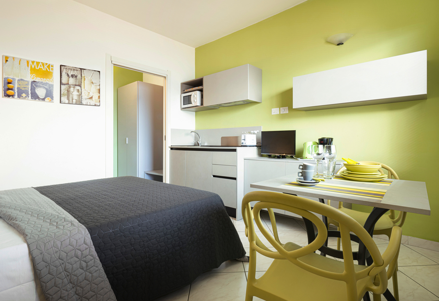 Beispiel einer Kitchenette eines Studios im Hotel Residence Casa e Vela