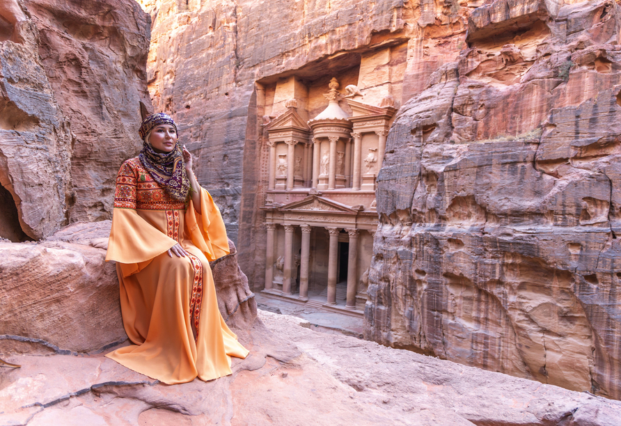 Das meistfotografierte Gebäude von Petra ist die Fassade des Schatzhauses Al-Khazneh.