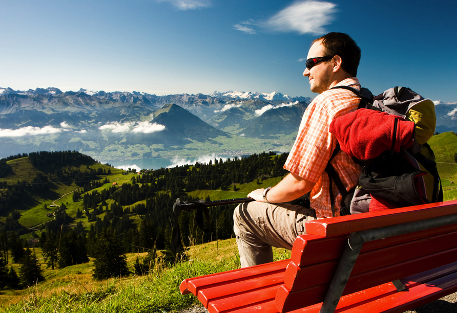 Unternehmen Sie ausgedehnte Wanderungen in die schönen Schweizer Berge rund um den See. 