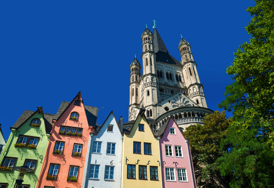 Die hübschesten Stapelhäuser in Köln befinden sich im Martinswinkel.