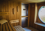 In der Sauna an Bord erwarten Sie Ruhe und Entspannung.