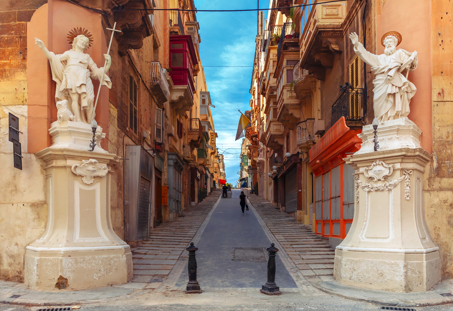 Schlendern Sie durch die Straßen von Valletta, der Haupstadt von Malta.
