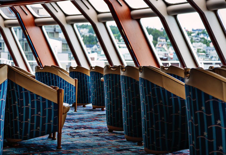 Finden Sie Ihren Lieblingsplatz an Bord mit Panoramaaussicht.