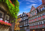 Im Harz befinden sich viele historische Städte mit hübschen Fachwerkhäusern.