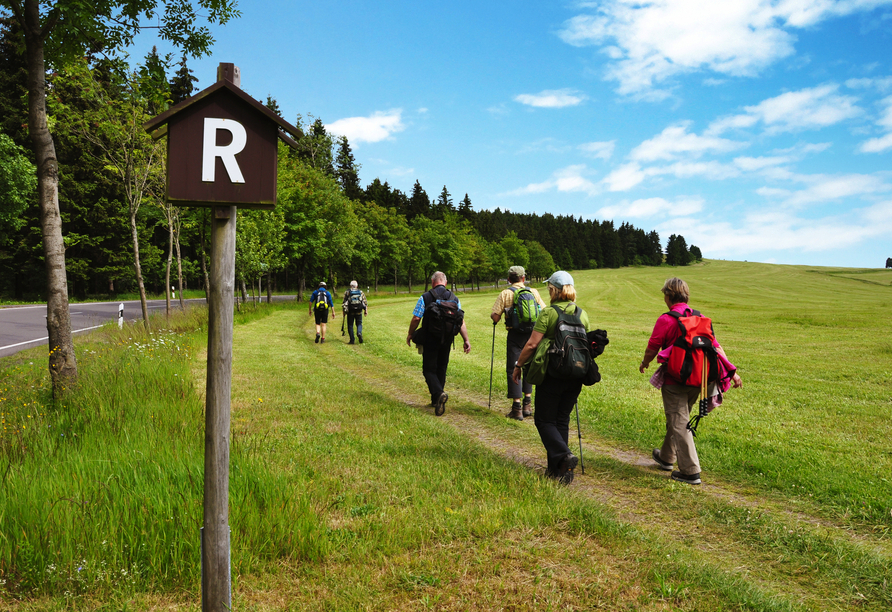 Der Rennsteig im Thüringer Wald ist Deutschlands bekanntester Höhenwanderweg.