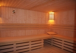 Entspannen Sie in der wohltuenden Sauna des Hotels.