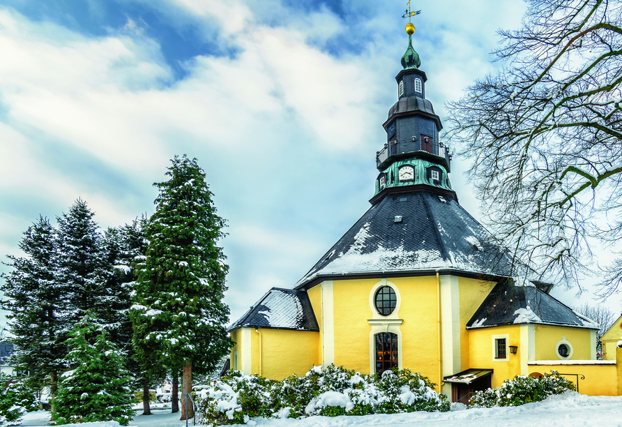 Die Bergmannskirche in Seiffen ist ein beliebtes Ausflugsziel.